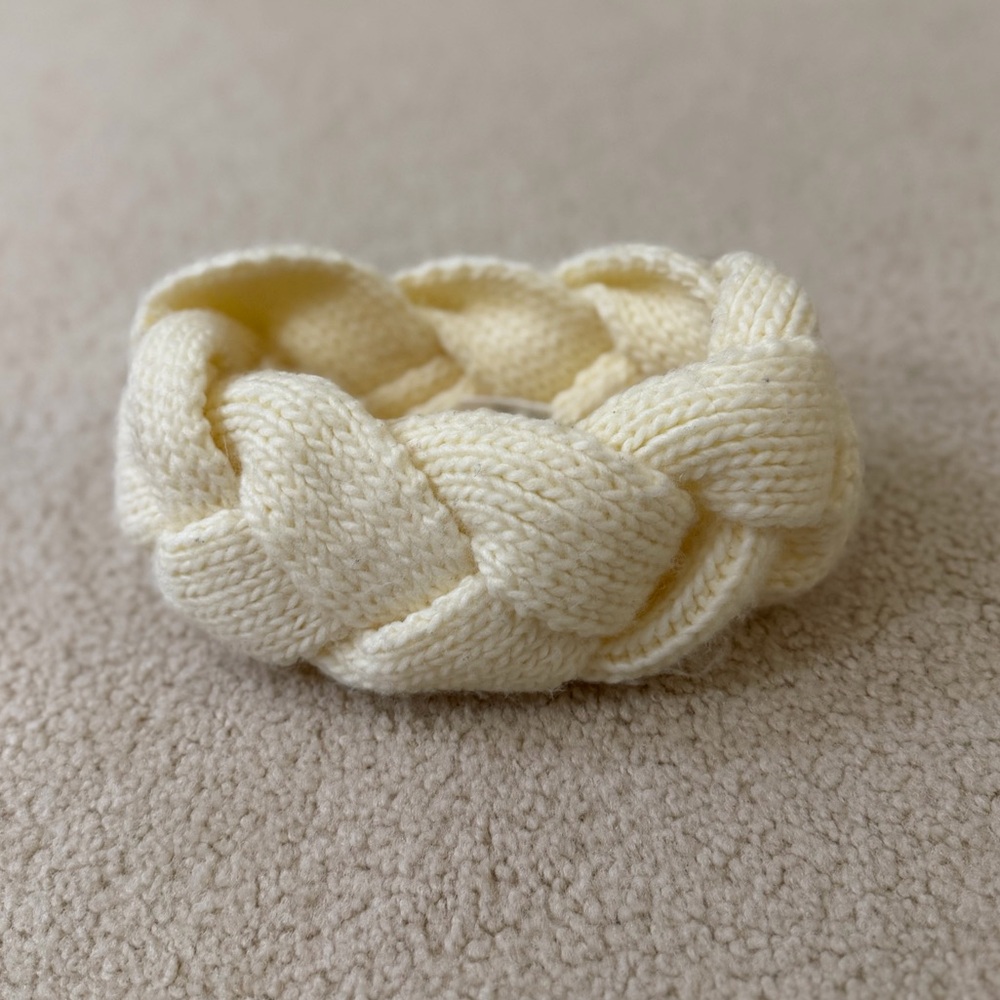 Cream Braided Knit Winter Headband